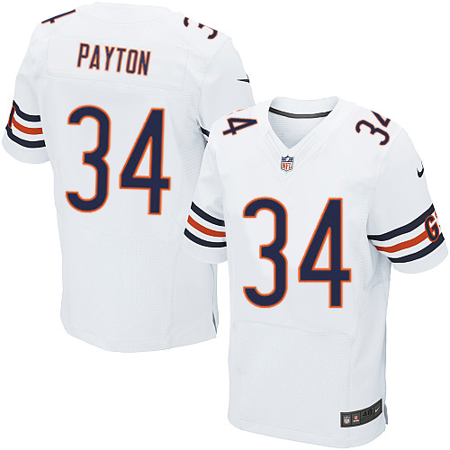 Men's Elite Walter Payton Nike Jersey White Road - #34 NFL Chicago Bears